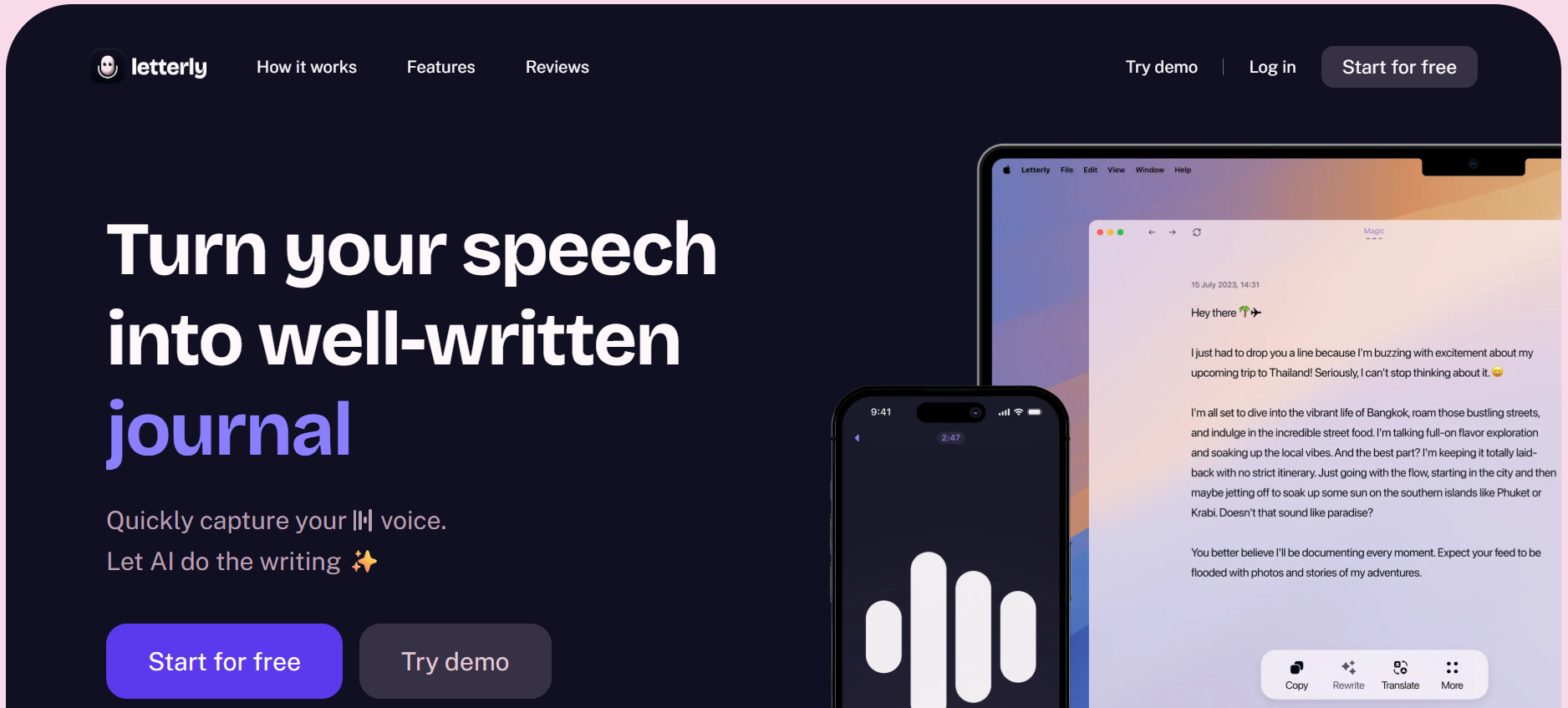 Letterly: Best Voice to Text Software  for Social Media Content Creation