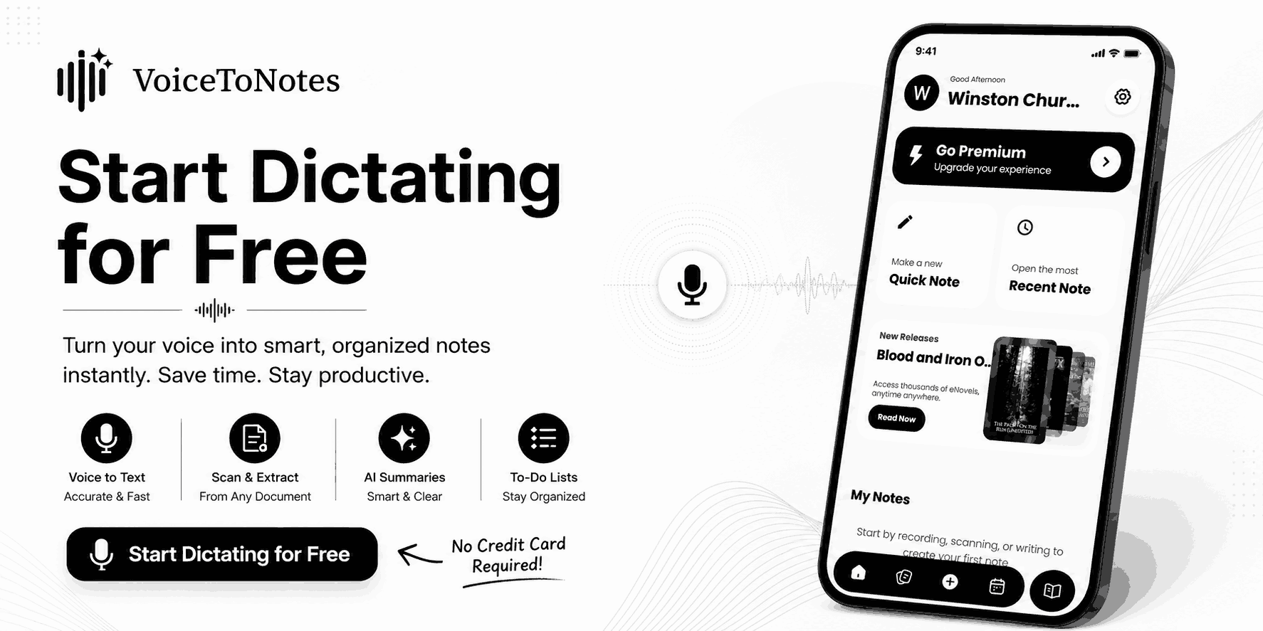 Start Dictating for Free with VoiceToNotes
