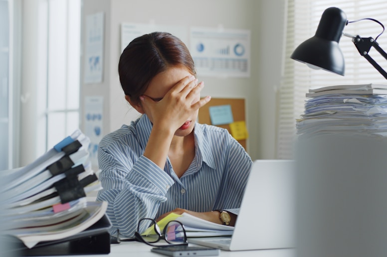 Frustrated professional working
