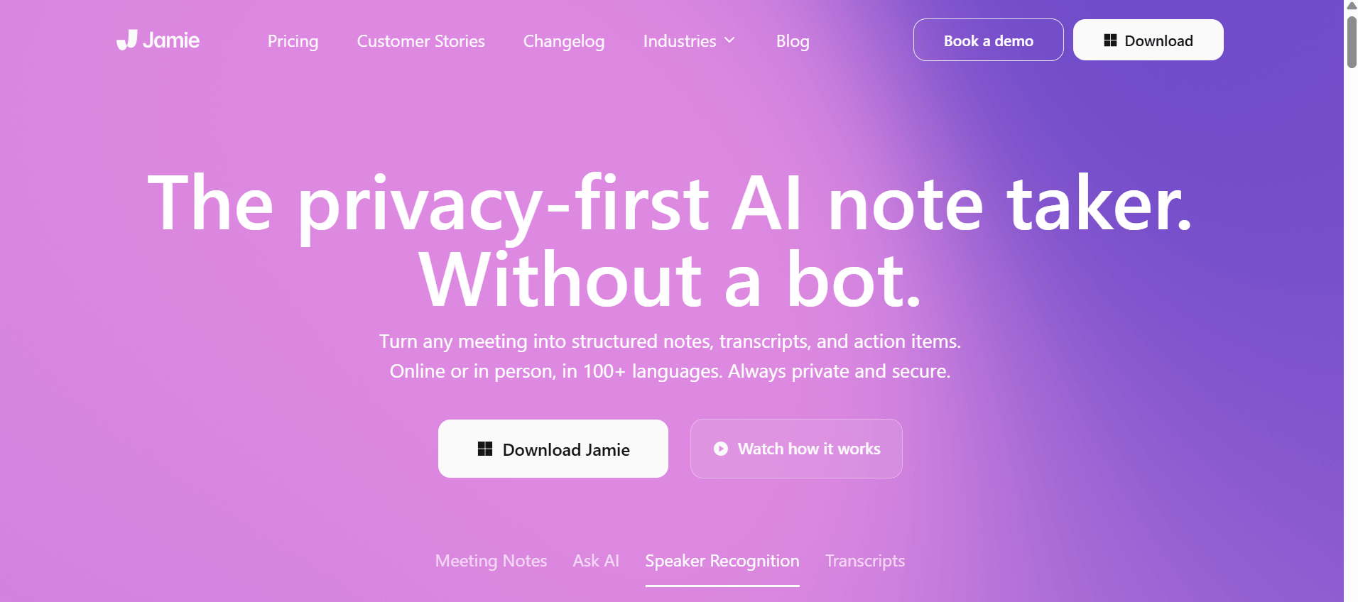 2. Jamie — Best Bot-Free AI Note Taker for Teams