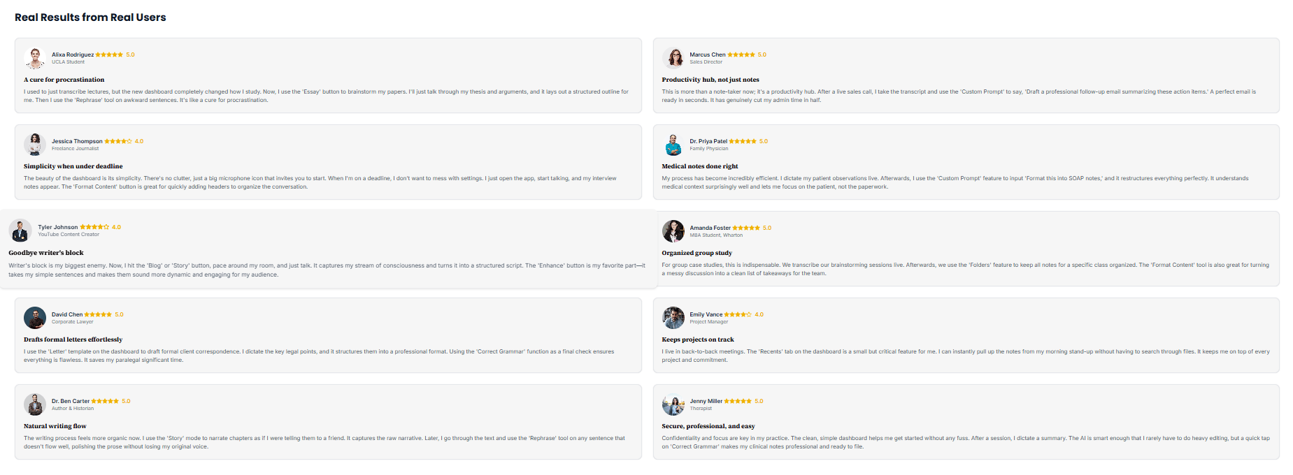 VoiceToNotes.ai — Official User Review Page (voicetonotes.ai/review)